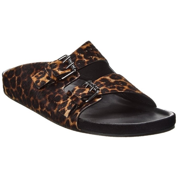The Kooples Shoes - The Kooples - Leopard Print Women's Buckle Slide Sandals - NWB sz 38
